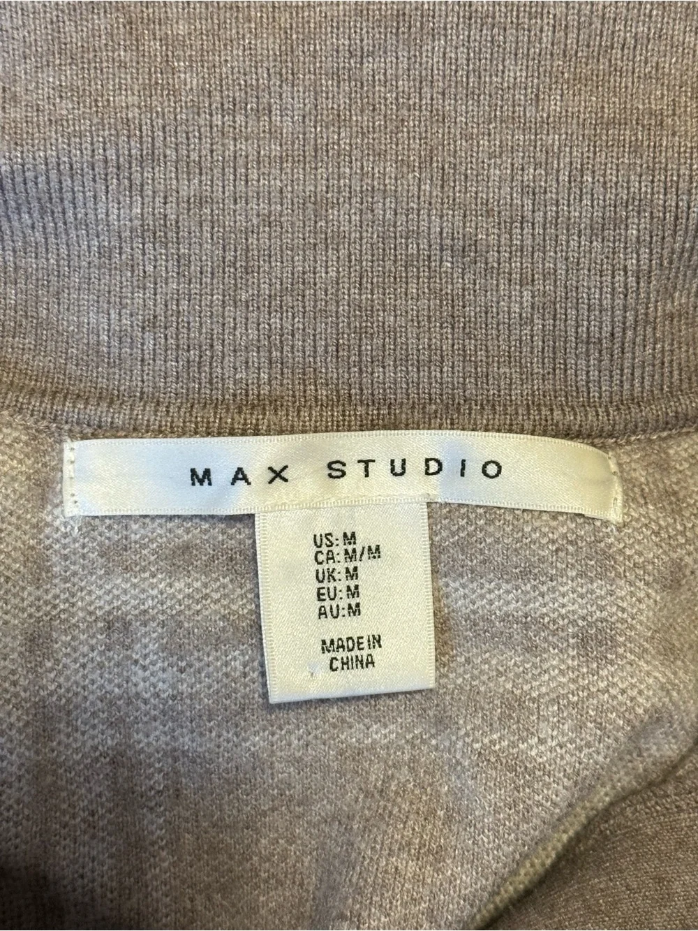 Plaid Collar Knit Sweater - Taupe / Cream - Picture 3 of 3